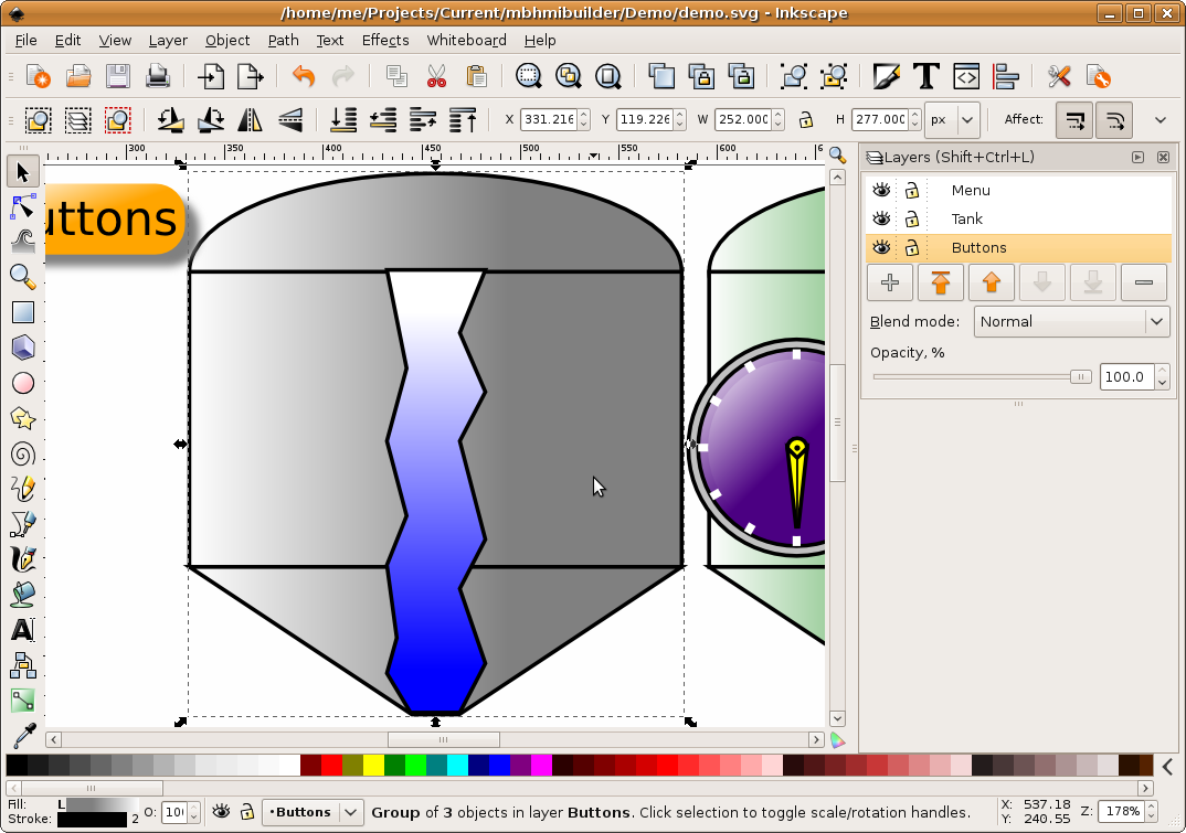 object moving between layers