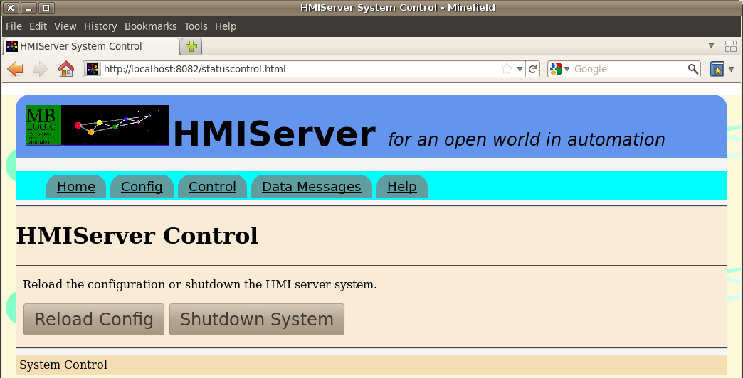 hmi control page