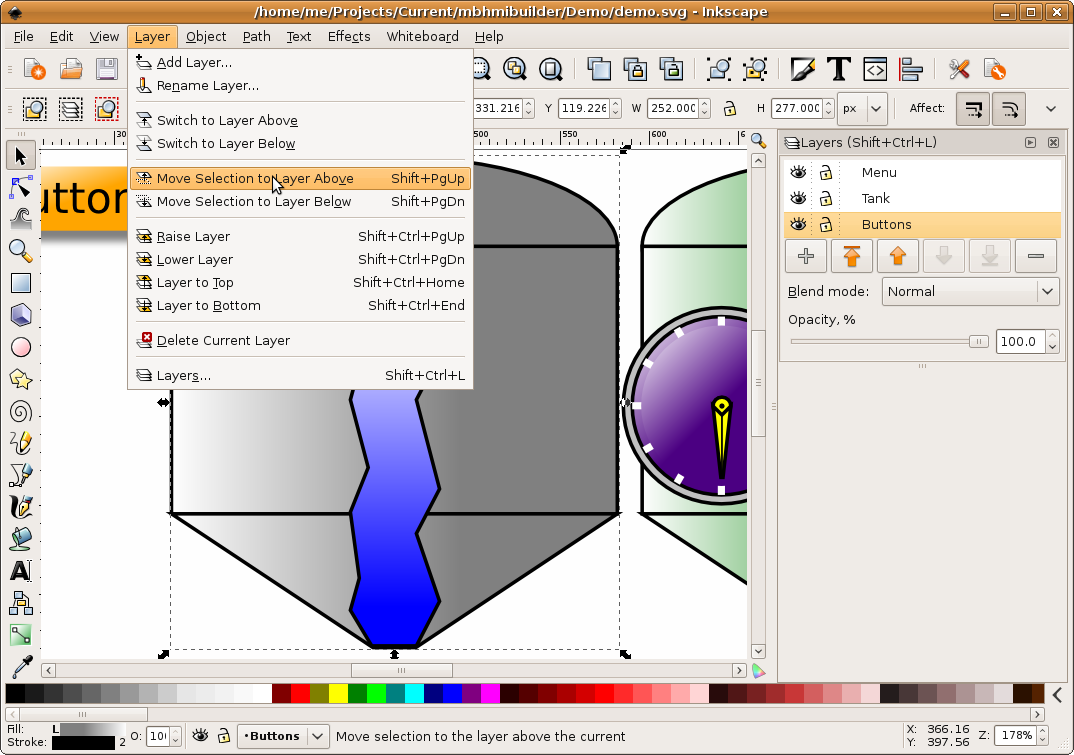 object moving between layers