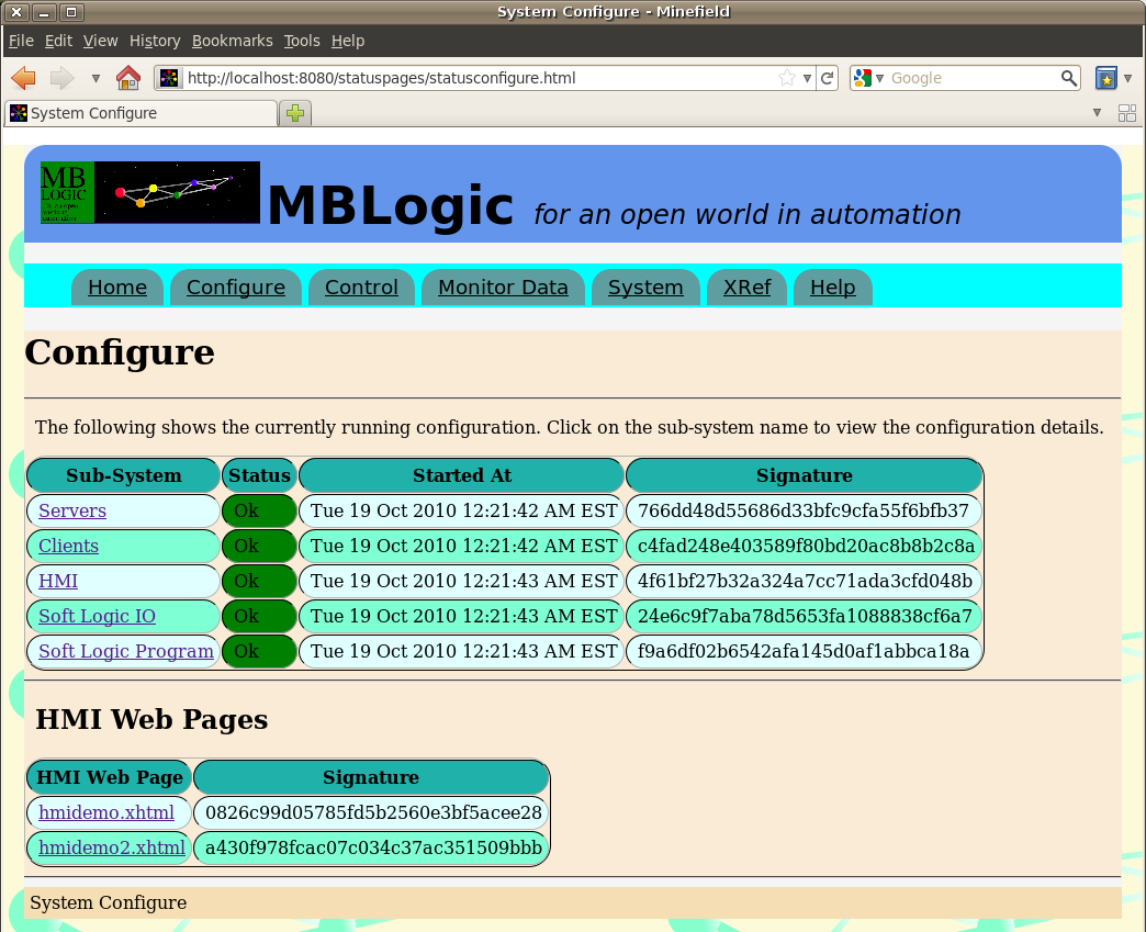 config summary